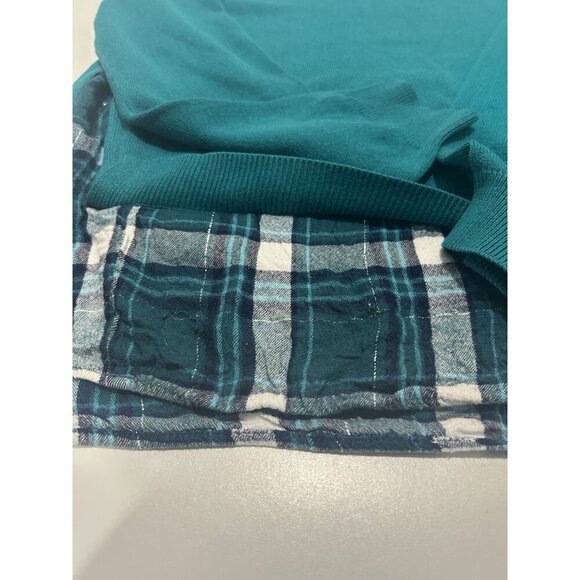 NEW YORK & COMPANY Size L Pullover Long Sleeve Sweater Plaid Layered Boho Casual - Picture 7 of 9